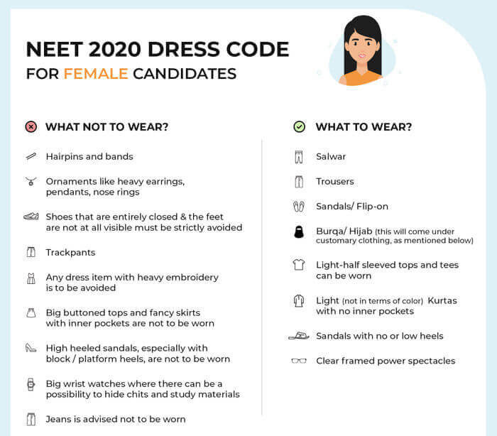 2021 exam girl neet dress code